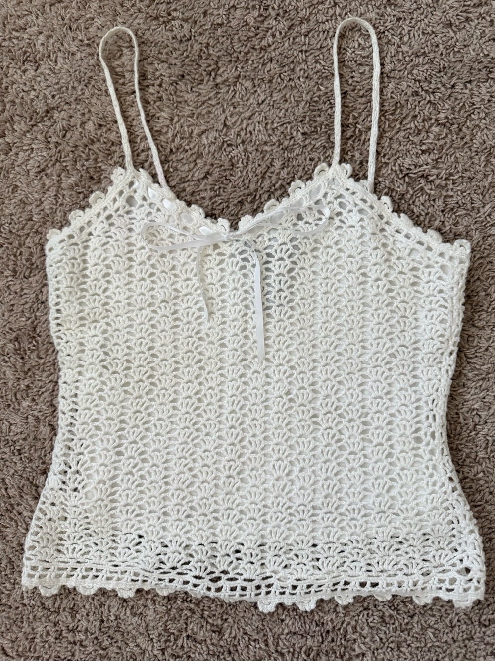 Express Handknit Vintage White Crochet Lace Camisole Tank small NWOT